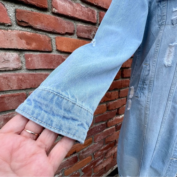 Distressed Blue Jean Long Jacket Duster Topper NWT - Picture 7 of 8